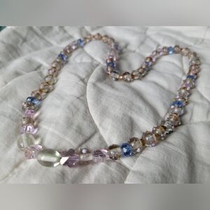 "Champagne Wedding", 22in Handcrafted Necklace W/ Wedding Cake & Crystal Beads